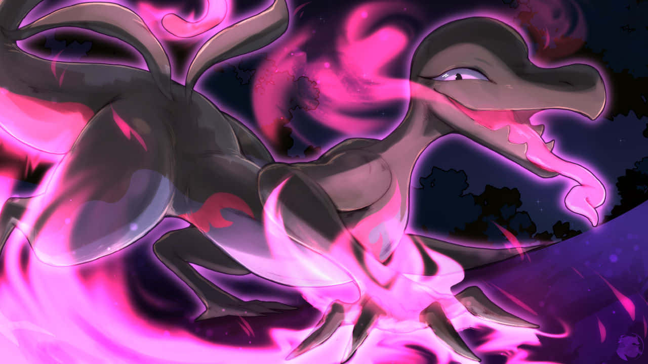 Salazzle, glowing pink energy swirls, starry night sky, HD Desktop Wallpaper