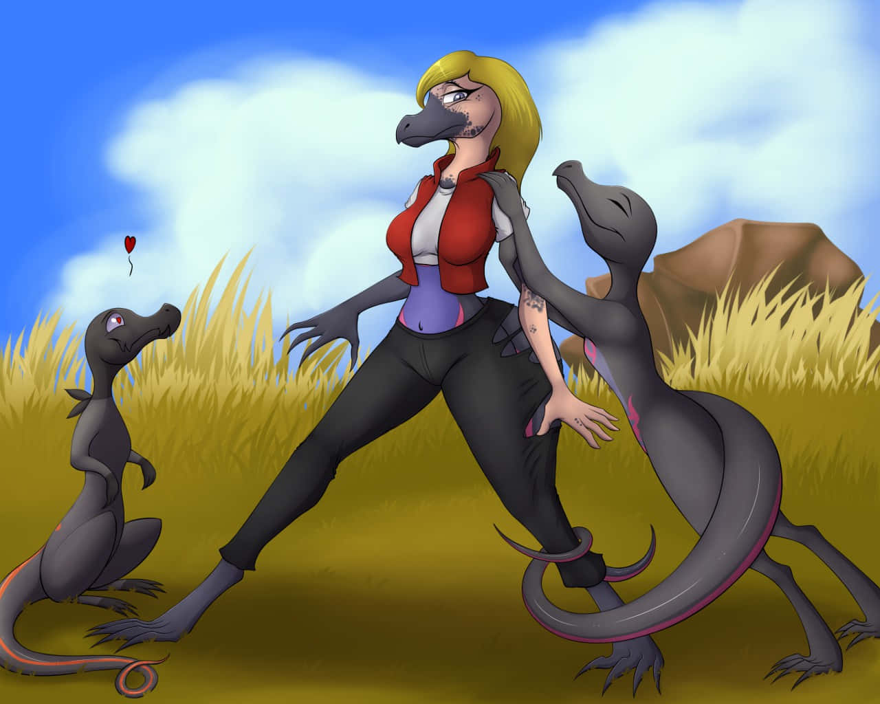 Salazzle, blonde woman, bird-like head, HD Desktop Wallpaper