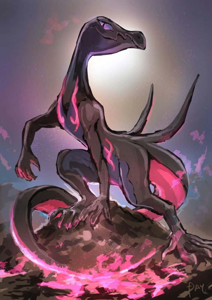 Salazzle, rock, starry twilight sky, SD Phone Wallpaper