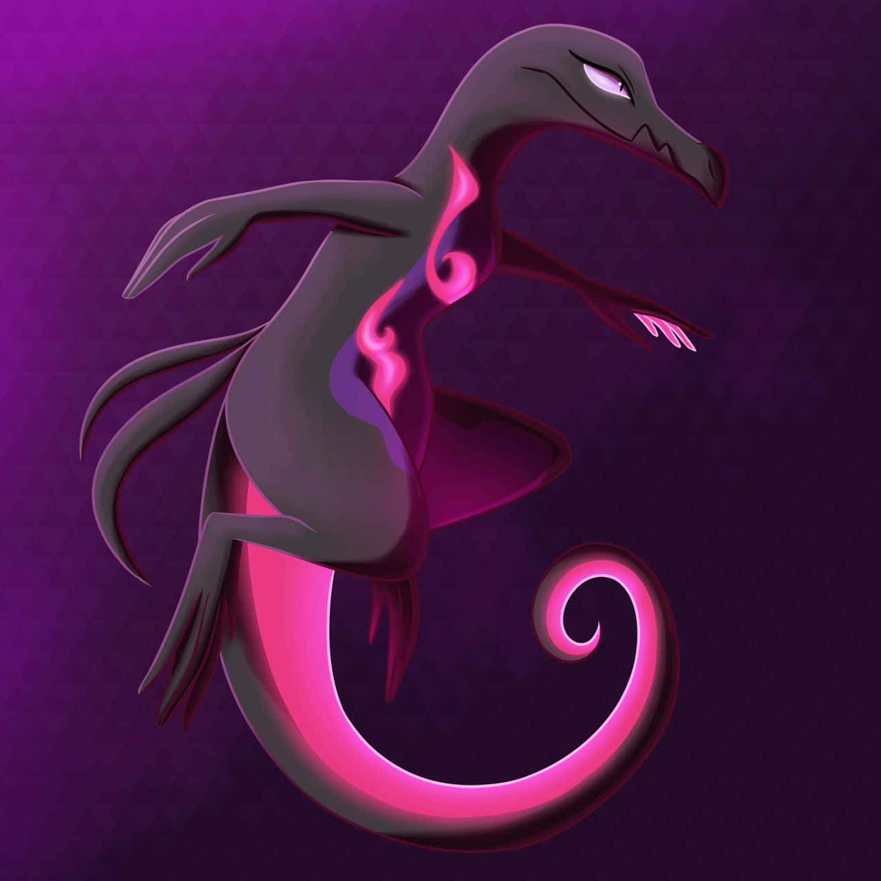 Salazzle, black lizard, glowing pink energy veins, HD Desktop Wallpaper