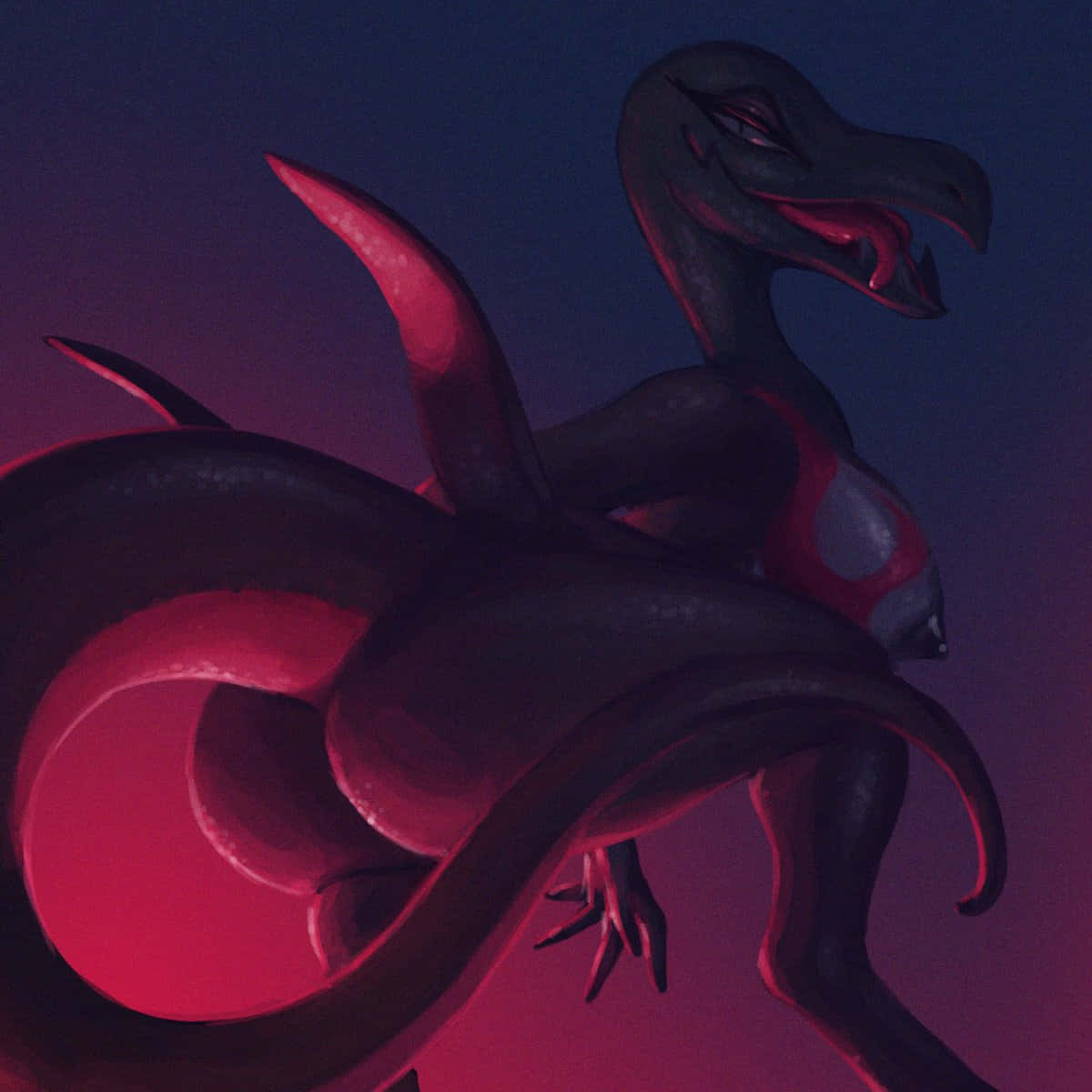 Salazzle, dinosaur Pokémon, glowing red underbelly, SD Desktop Wallpaper