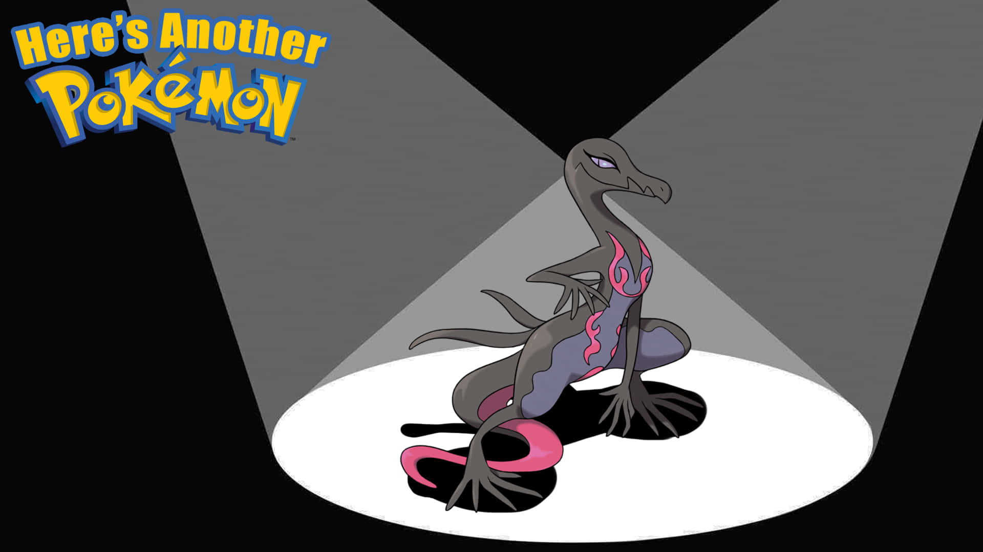 Salazzle, pink flame patterns, grey dragon-like, Full HD Desktop Wallpaper