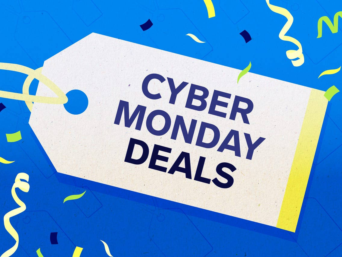 Cyber Monday Deals, white tag, dark blue letters, SD Desktop Wallpaper