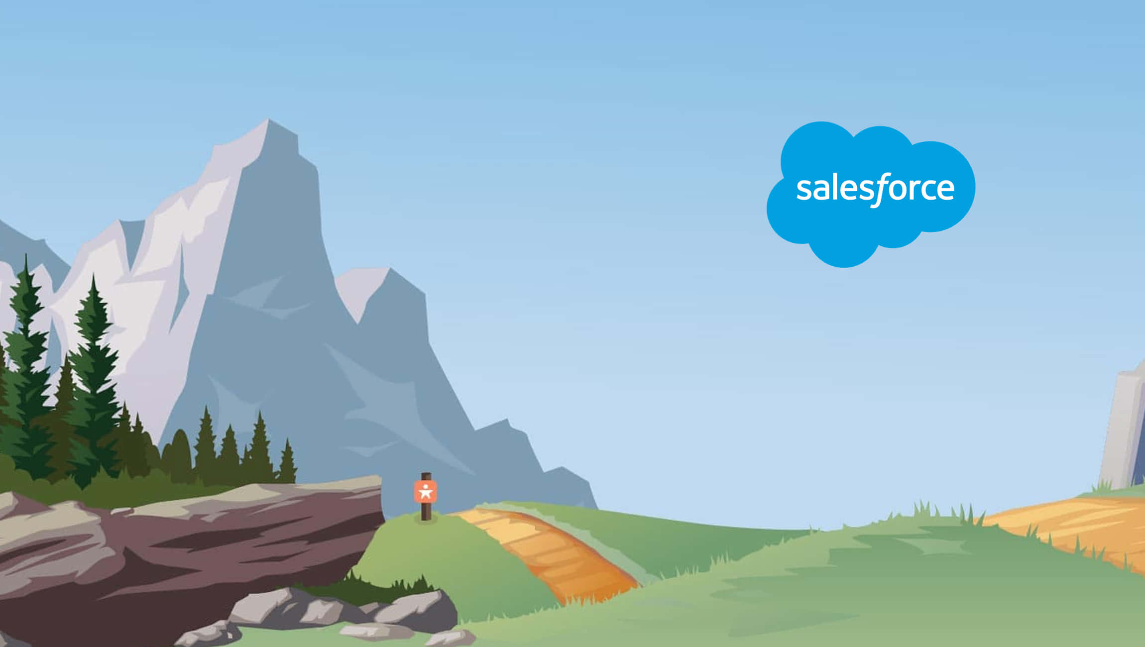 Salesforce, mountain road, person walking, Full HD Desktop Wallpaper