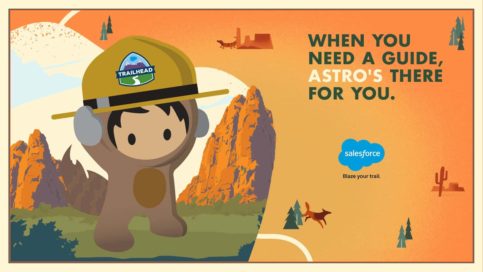 Salesforce, cartoon bear, yellow hat, HD Desktop Wallpaper