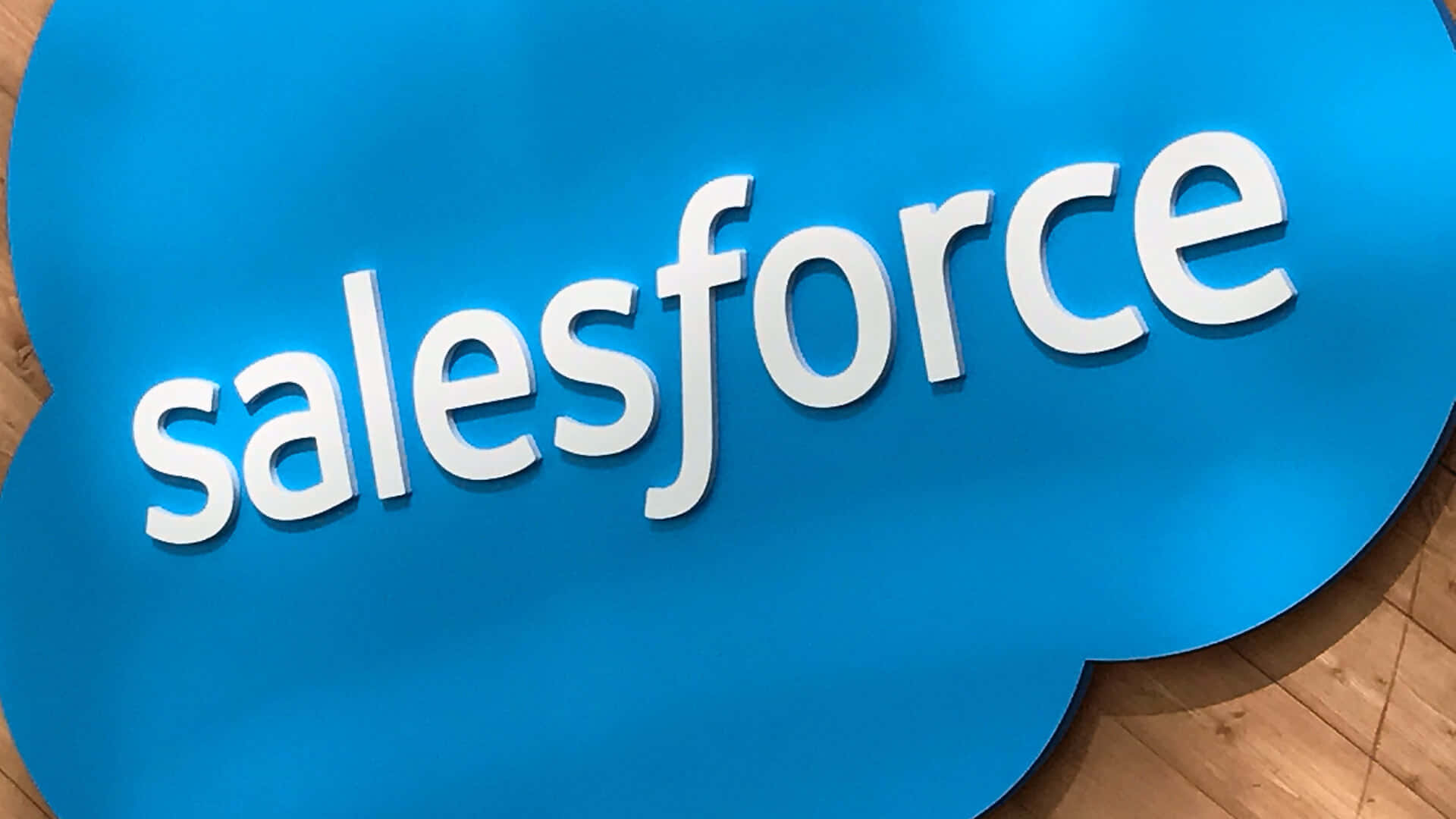 Salesforce, bright blue, white 3D lettering, Full HD Desktop Wallpaper