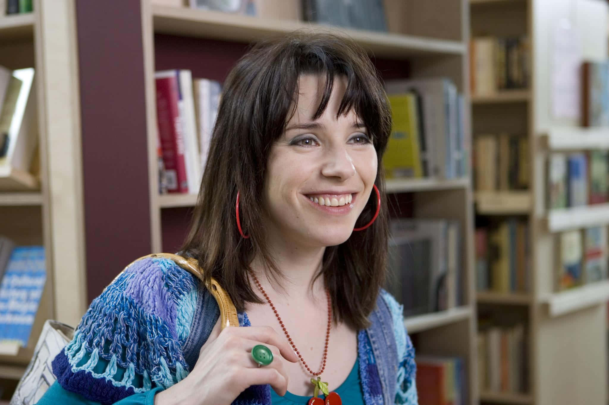 Sally Hawkins, dark hair, red hoop earrings, Full HD Desktop Wallpaper