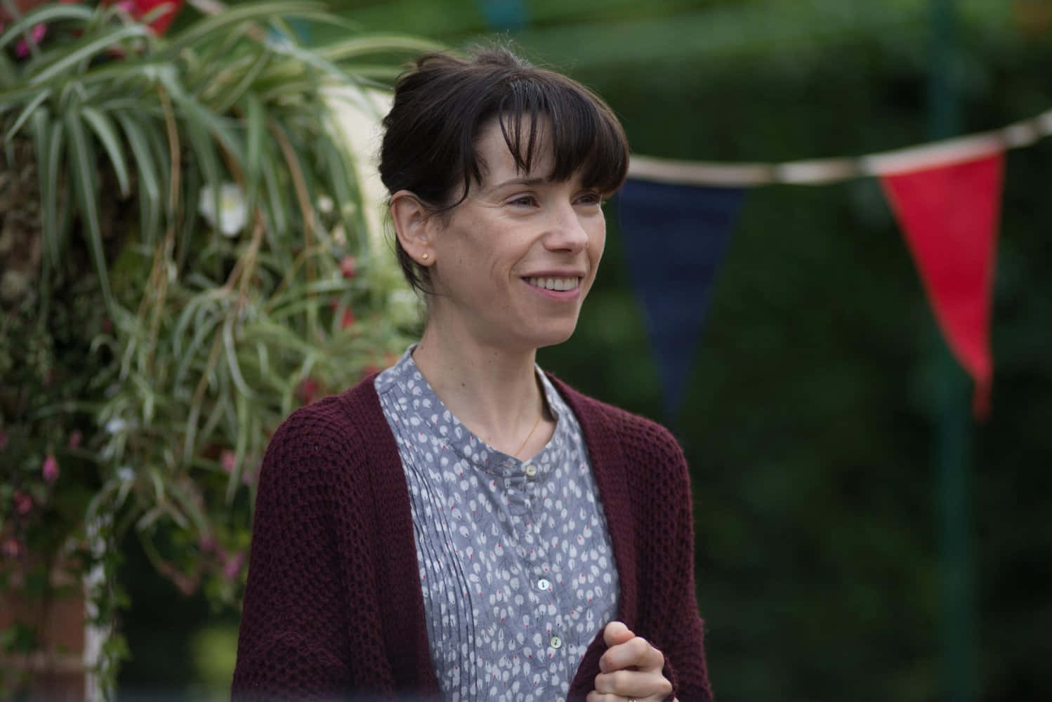 Sally Hawkins, red carpet event, maroon cardigan, HD Desktop Wallpaper