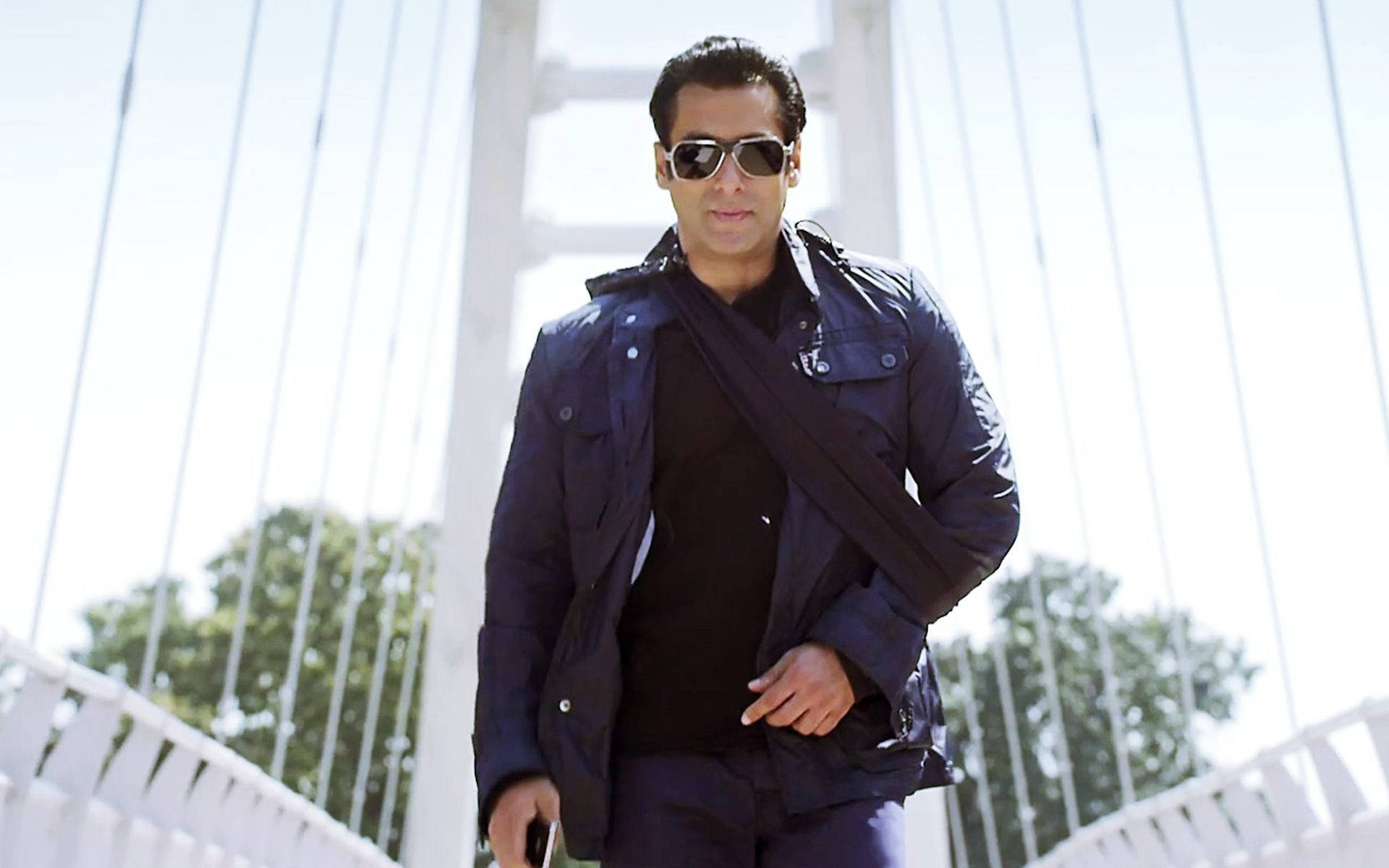 Salman Khan, bridge, dark jacket, Full HD Desktop Wallpaper