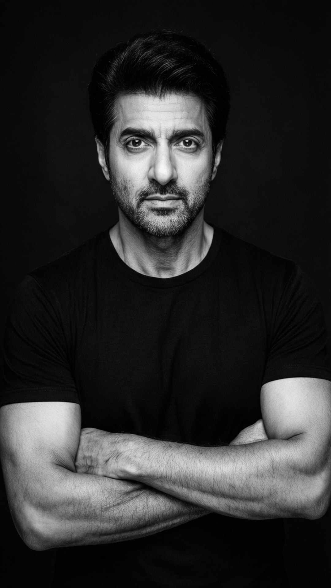 Salman Khan, black background, black t-shirt, Full HD Phone Wallpaper