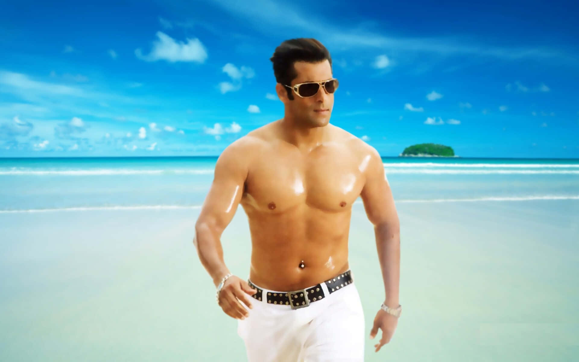 Salman Khan, white pants, sunglasses, Full HD Desktop Wallpaper