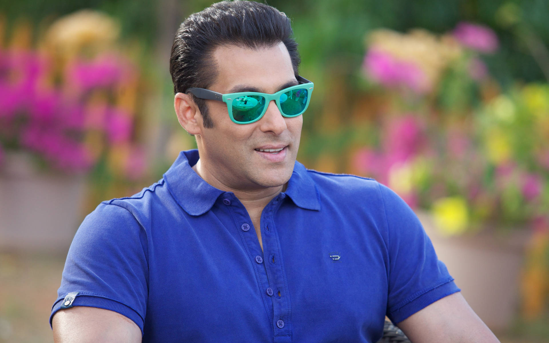Salman Khan, blue polo shirt, teal sunglasses, Full HD Desktop Wallpaper