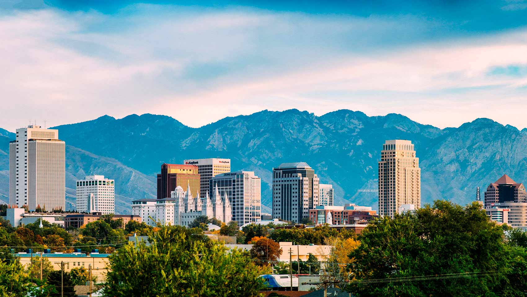 Salt Lake City, skyline, spring, HD Desktop Wallpaper