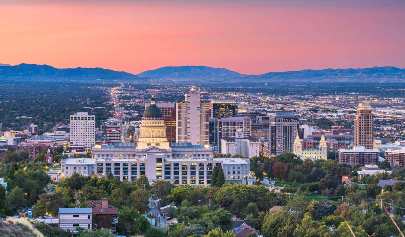 Salt Lake City, pink gradient horizon, sunset, HD Desktop Wallpaper