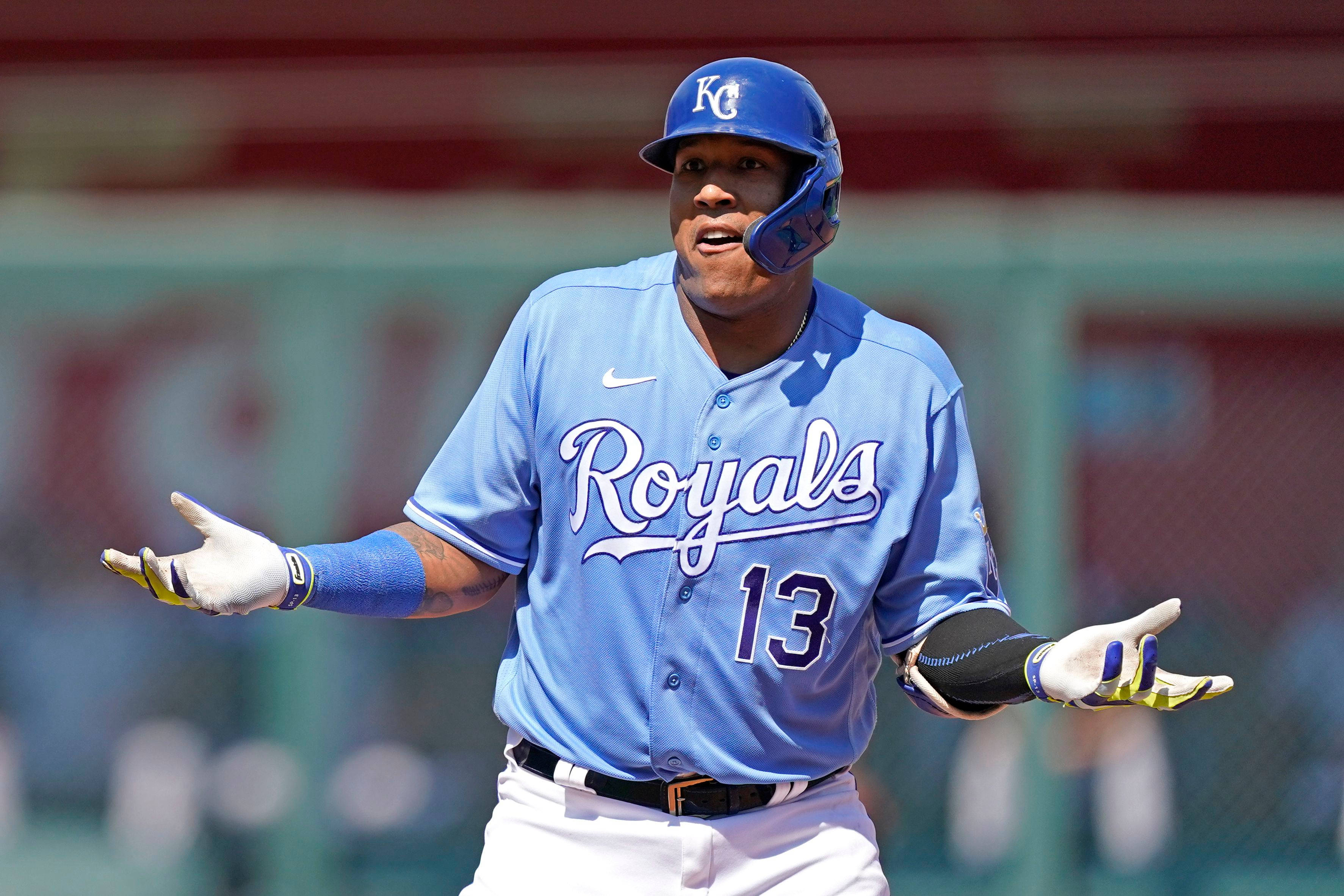 Salvador Perez, light blue Royals jersey, number 13, 2K Desktop Wallpaper