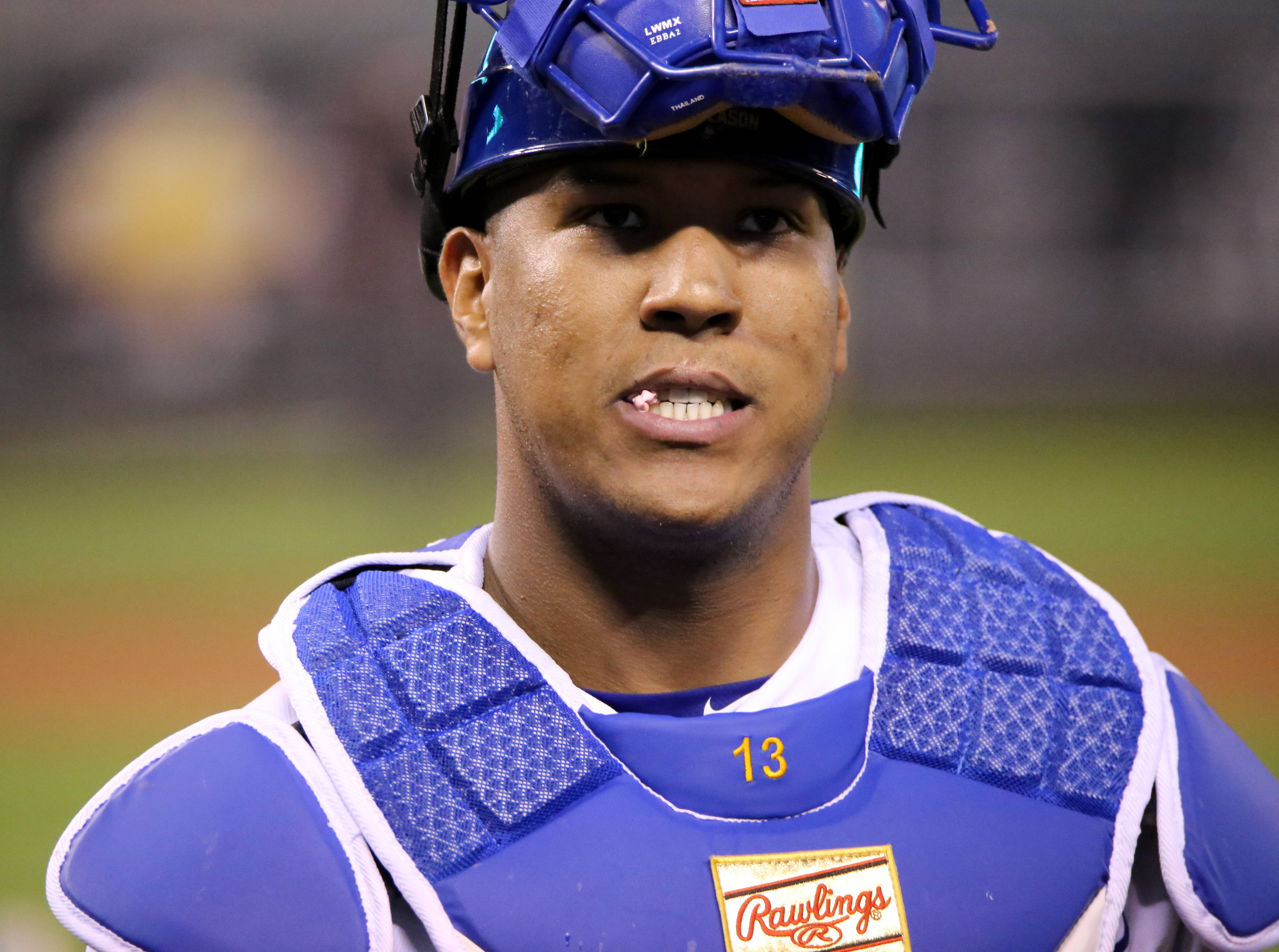 Salvador Perez, number 13, blue gear, 4K Desktop Wallpaper