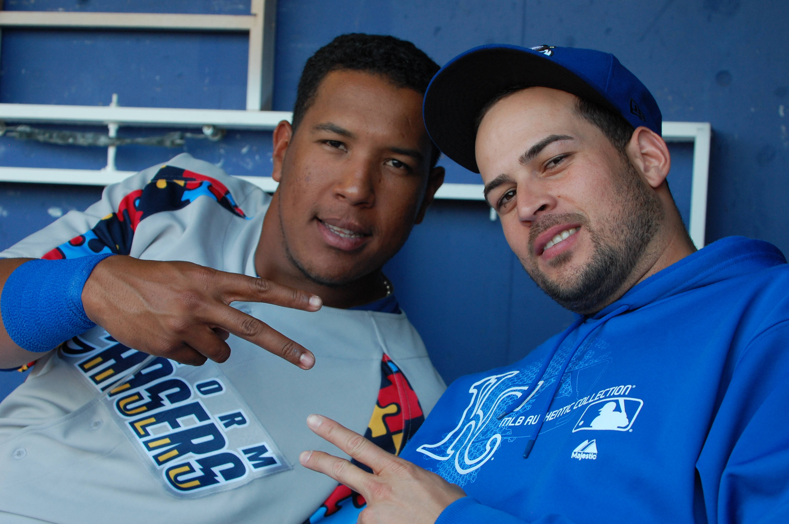 Salvador Perez, dugout, blue walls, 2K Desktop Wallpaper