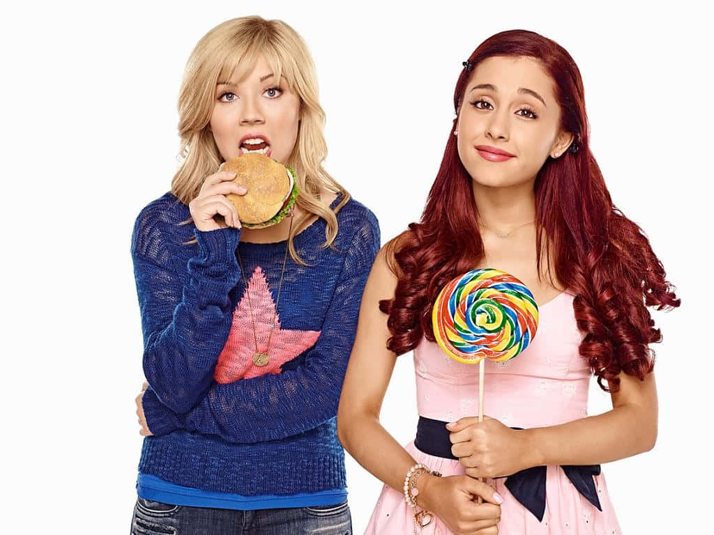 Sam And Cat, rainbow lollipop, white background, SD Desktop Wallpaper