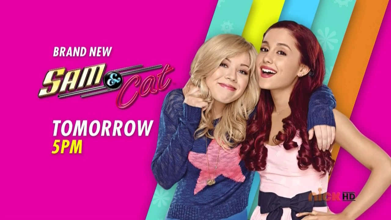 Sam And Cat, vibrant pink, colorful diagonal stripes, HD Desktop Wallpaper