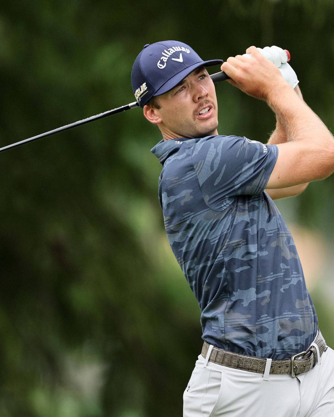 Sam Burns, blue camouflage shirt, cap, HD Phone Wallpaper