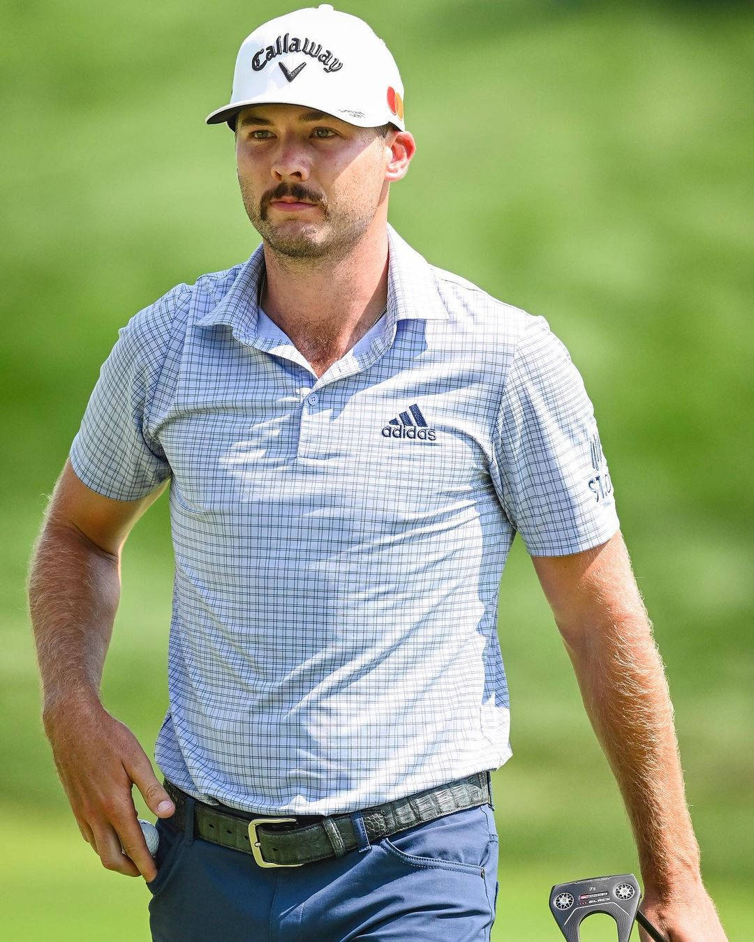 Sam Burns, moustache, checkered polo, HD Phone Wallpaper