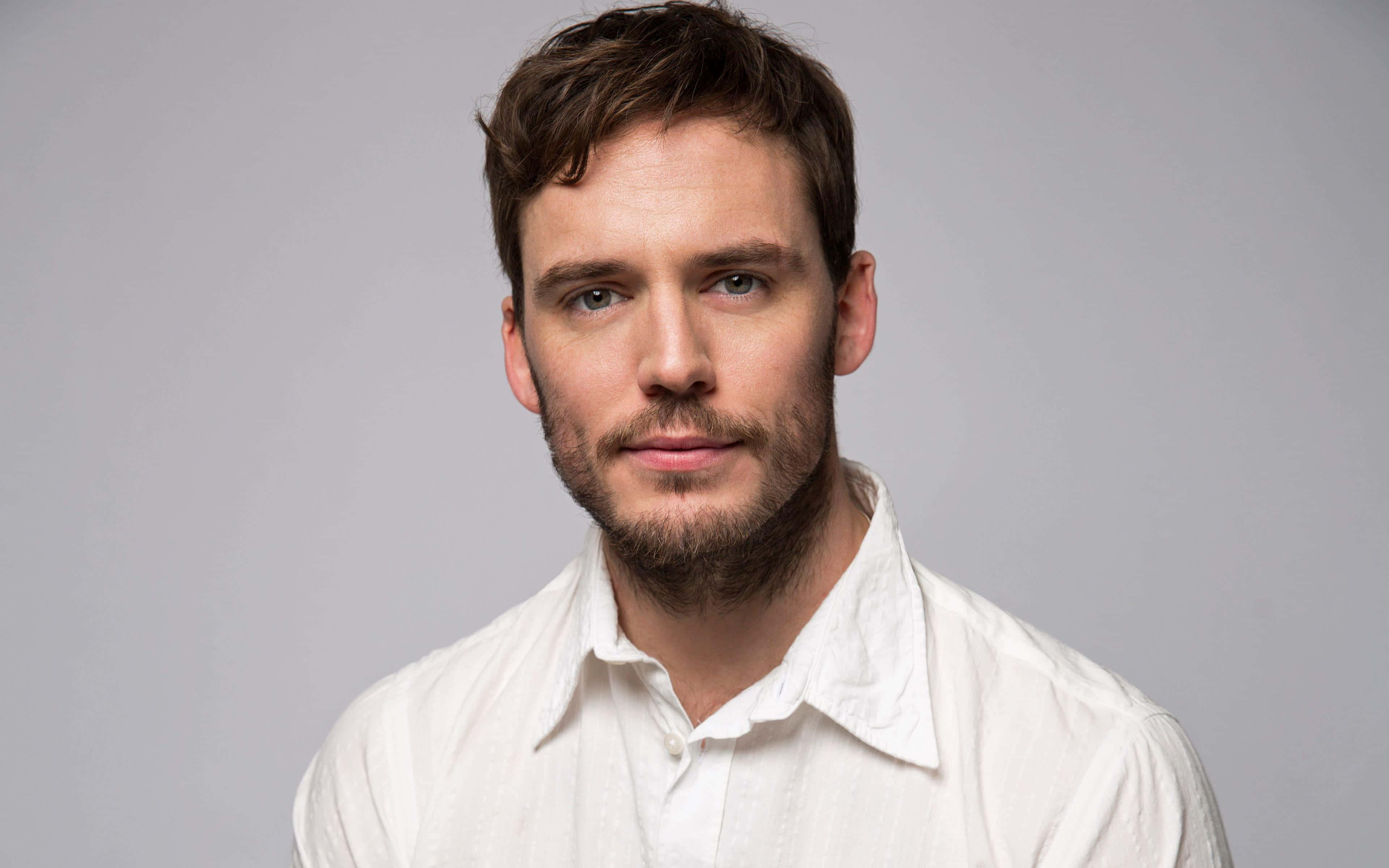 Sam Claflin, brown hair, beard, 4K Desktop Wallpaper
