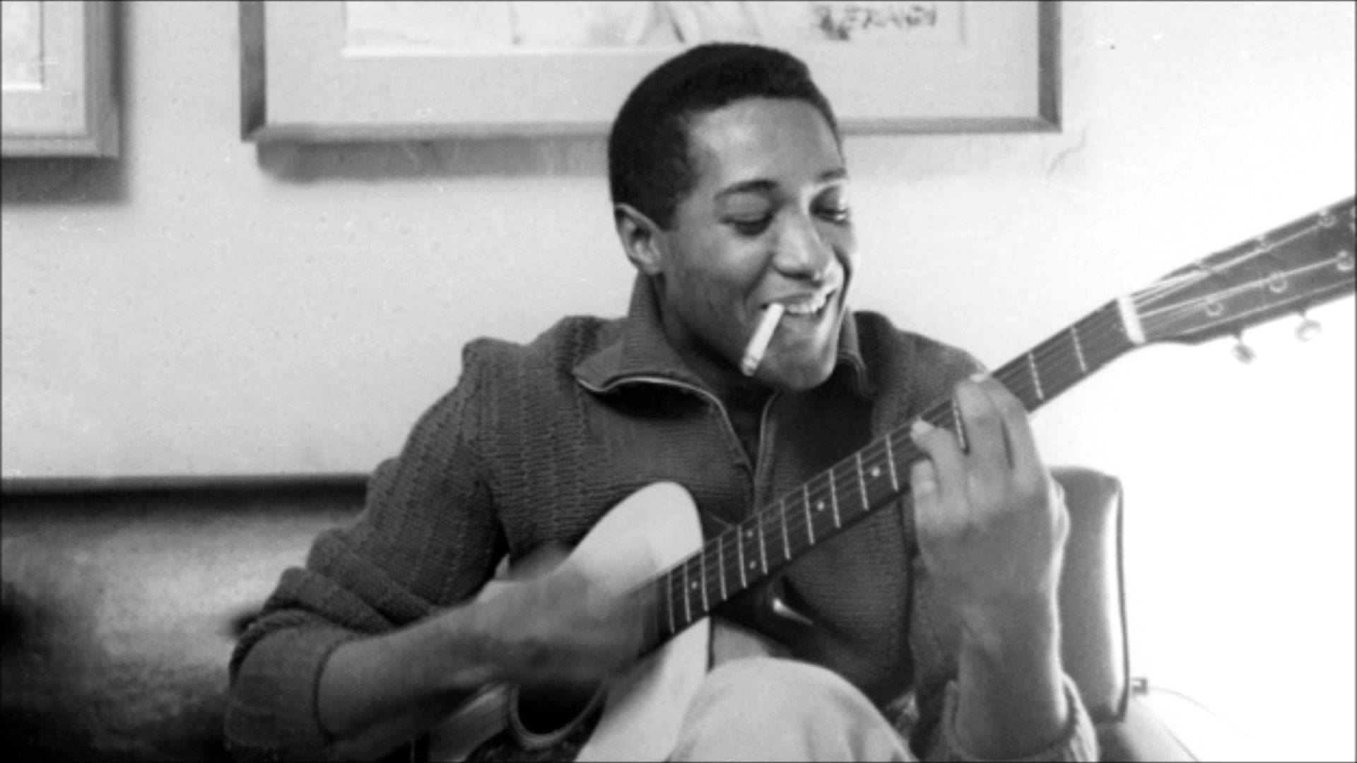 Sam Cooke, acoustic guitar, cigarette, Full HD Desktop Wallpaper