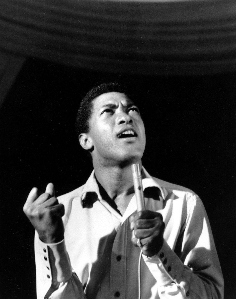 Sam Cooke, microphone, black and white photo, SD Phone Wallpaper