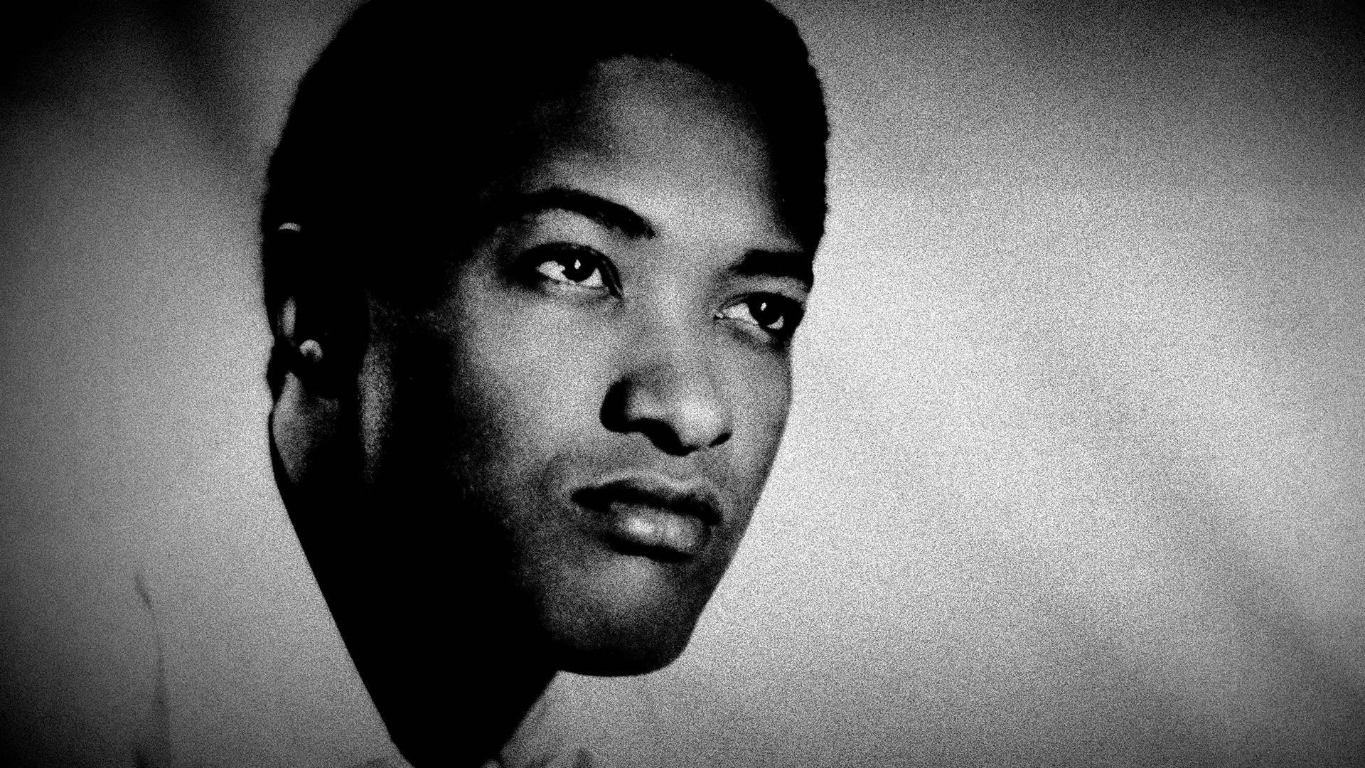Sam Cooke, black and white portrait, intense gaze, Full HD Desktop Wallpaper