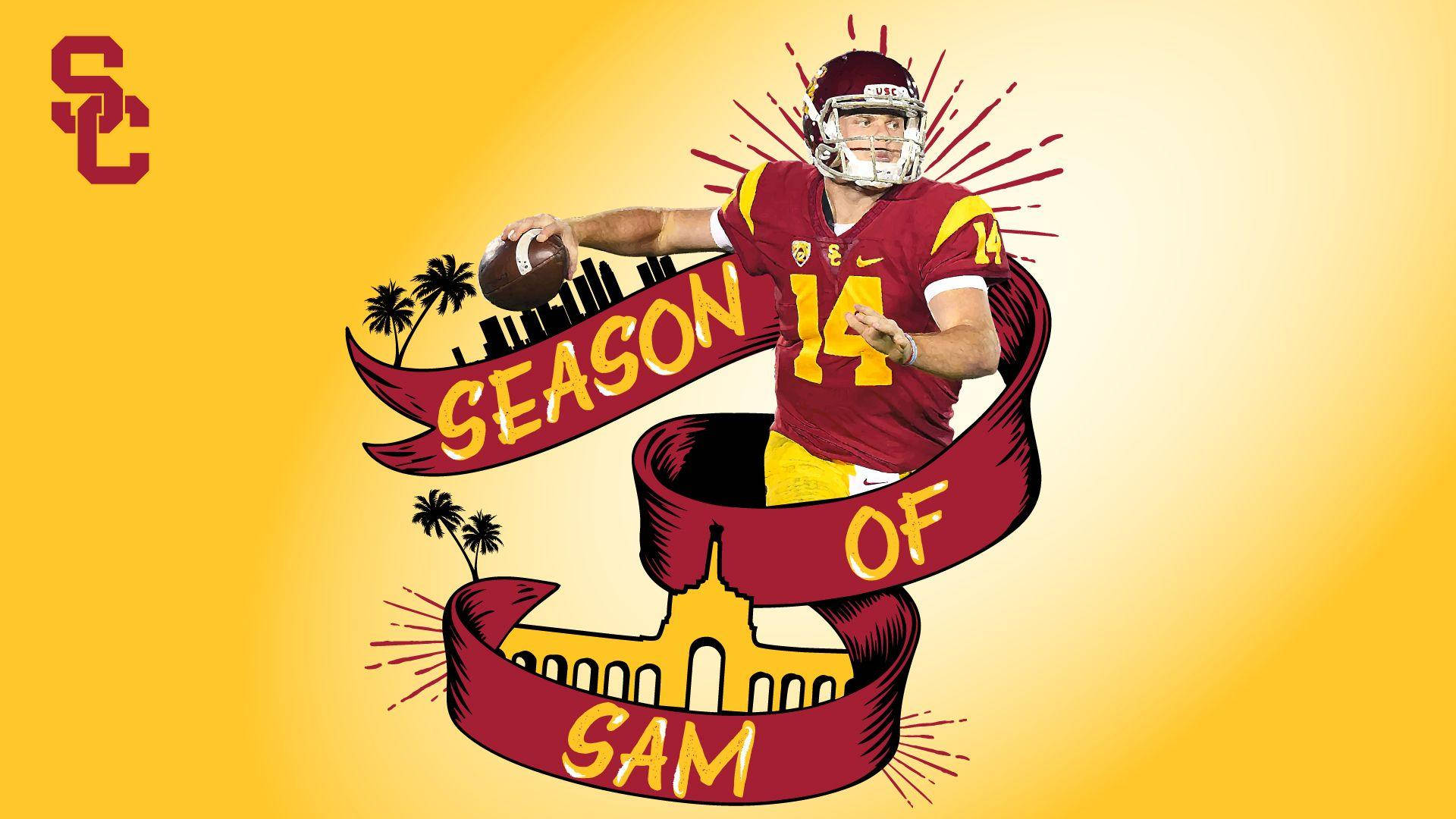 Sam Darnold, Season 14, maroon jersey number 14, Full HD Desktop Wallpaper