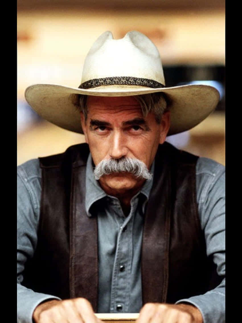 Sam Elliott, gray mustache, white hat, SD Phone Wallpaper