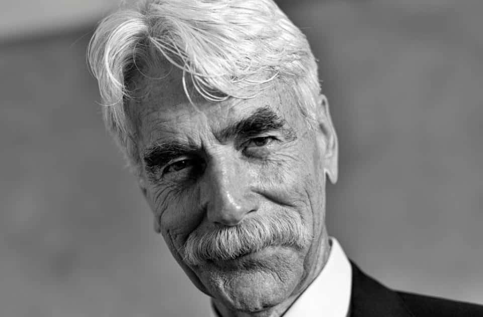 Sam Elliott, black and white portrait, elderly man, SD Desktop Wallpaper