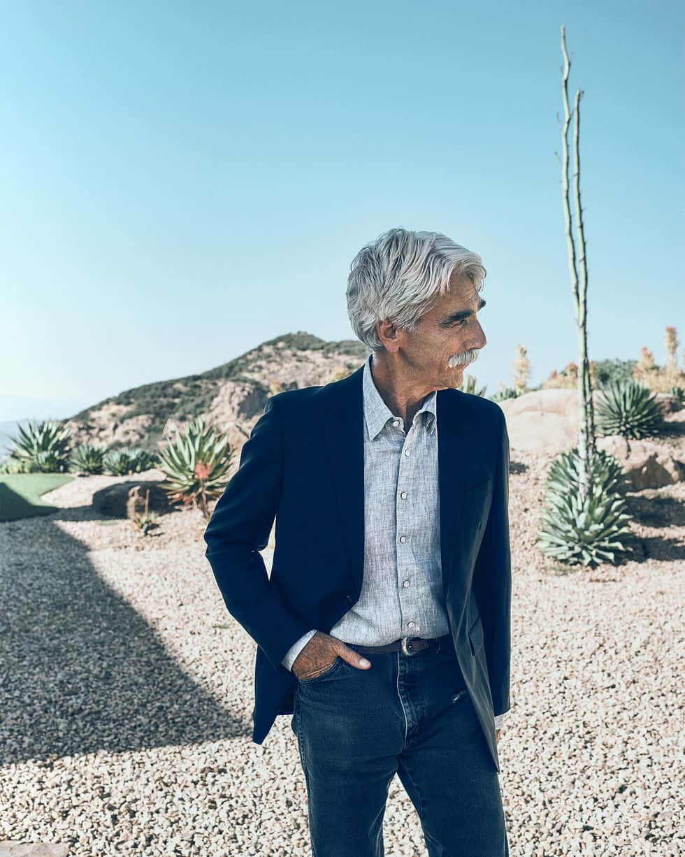 Sam Elliott, navy blazer, jeans, SD Phone Wallpaper