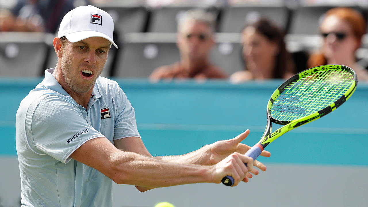 Sam Querrey, light blue shirt, white cap, HD Desktop Wallpaper
