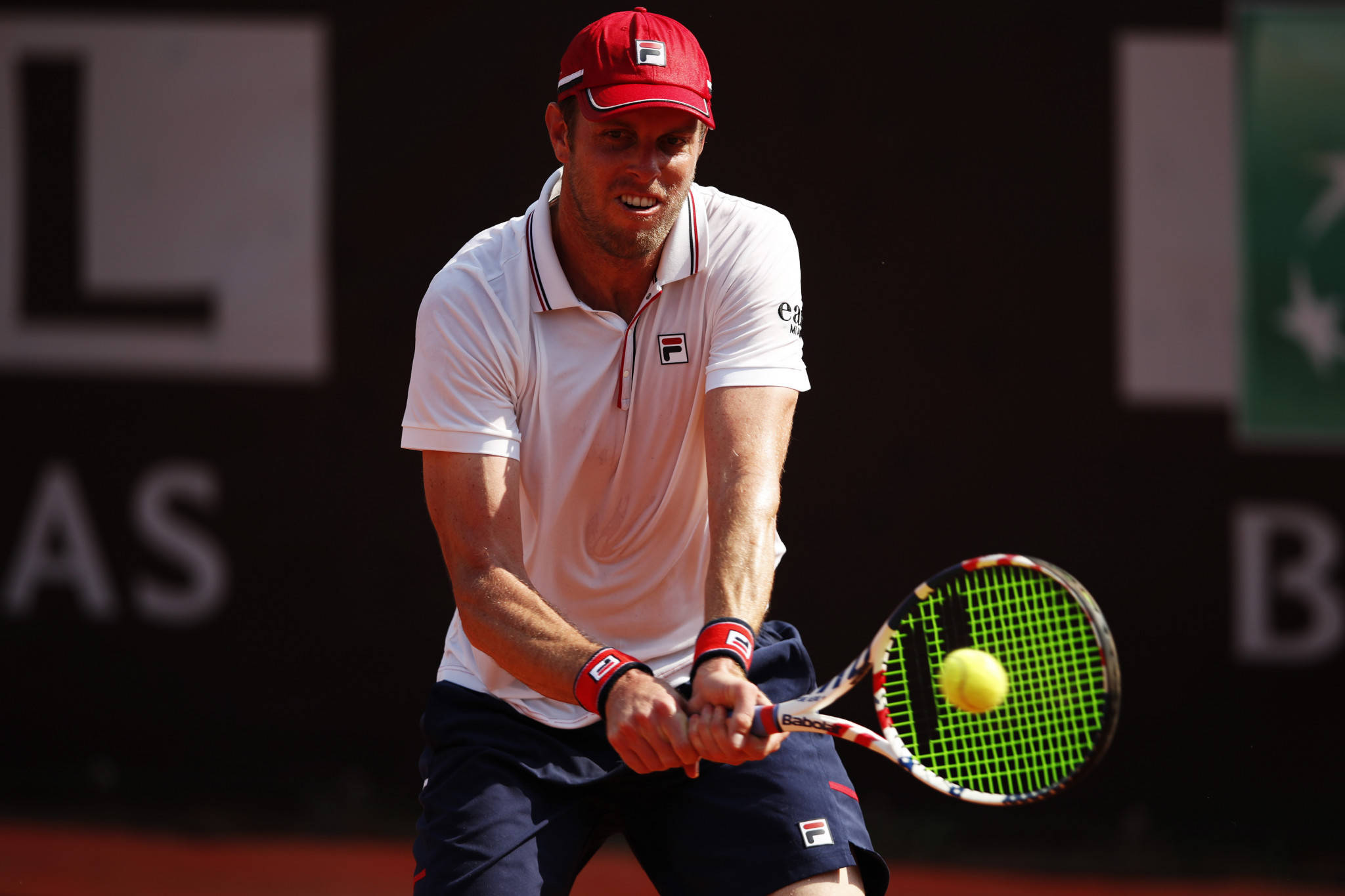 Sam Querrey, red cap, white shirt, Full HD Desktop Wallpaper