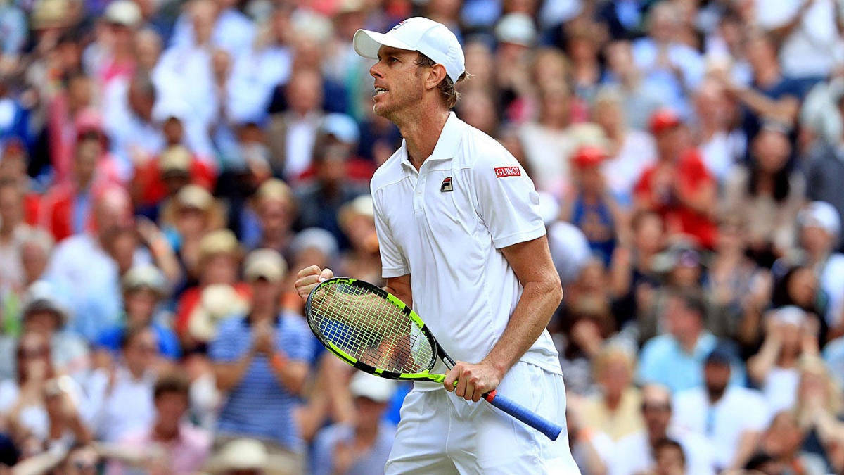 Sam Querrey, tennis court, white gear, SD Desktop Wallpaper