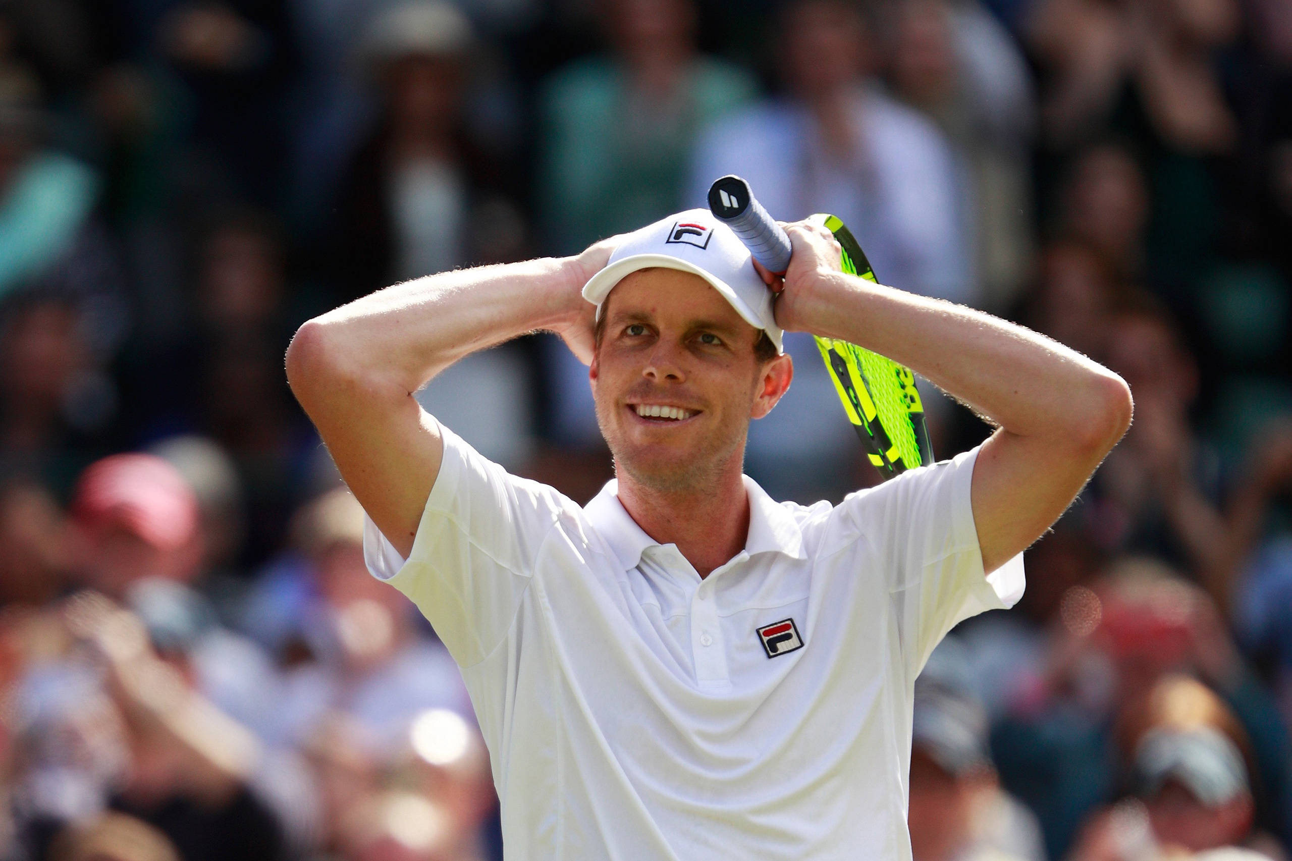 Sam Querrey, white gear, racket, 2K Desktop Wallpaper
