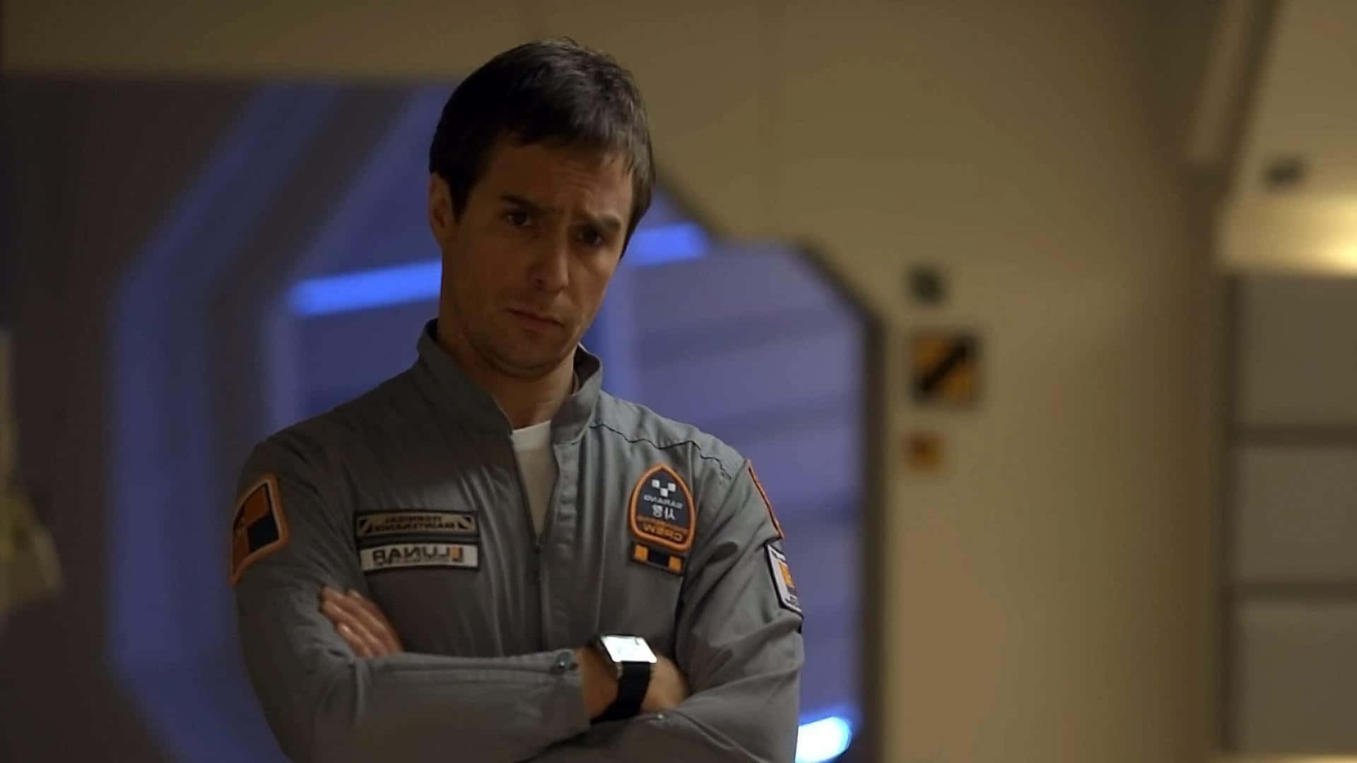 Sam Rockwell, Moon 2009, crossed arms scene, Full HD Desktop Wallpaper