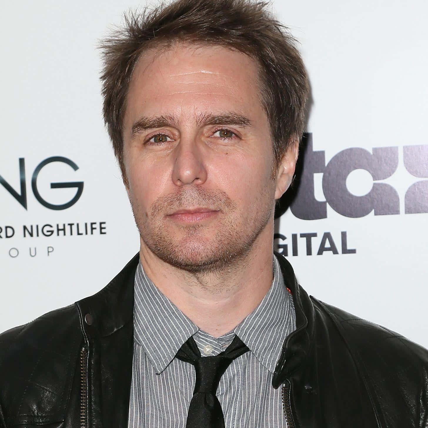 Sam Rockwell, black leather jacket, striped shirt, HD Desktop Wallpaper