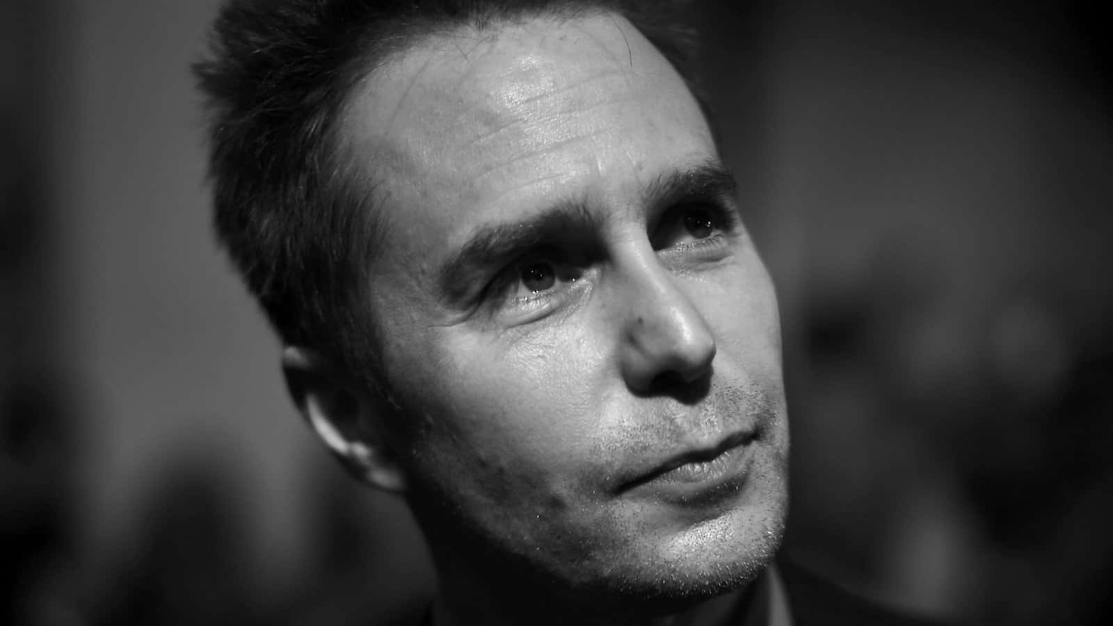 Sam Rockwell, black and white, close-up, HD Desktop Wallpaper