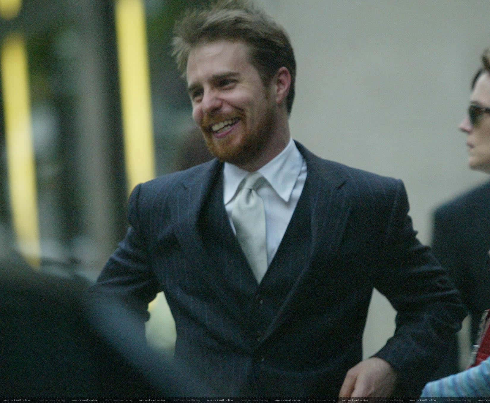 Sam Rockwell, dark pinstripe suit, urban street, HD Desktop Wallpaper