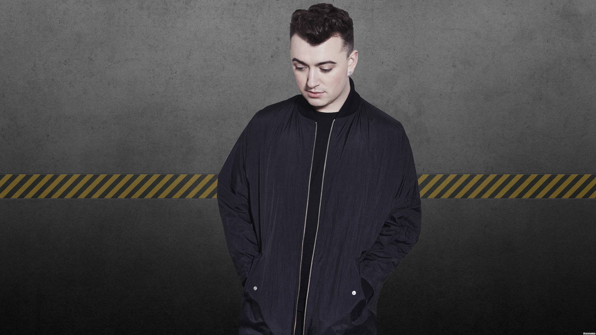 Sam Smith, black jacket, gray wall, Full HD Desktop Wallpaper