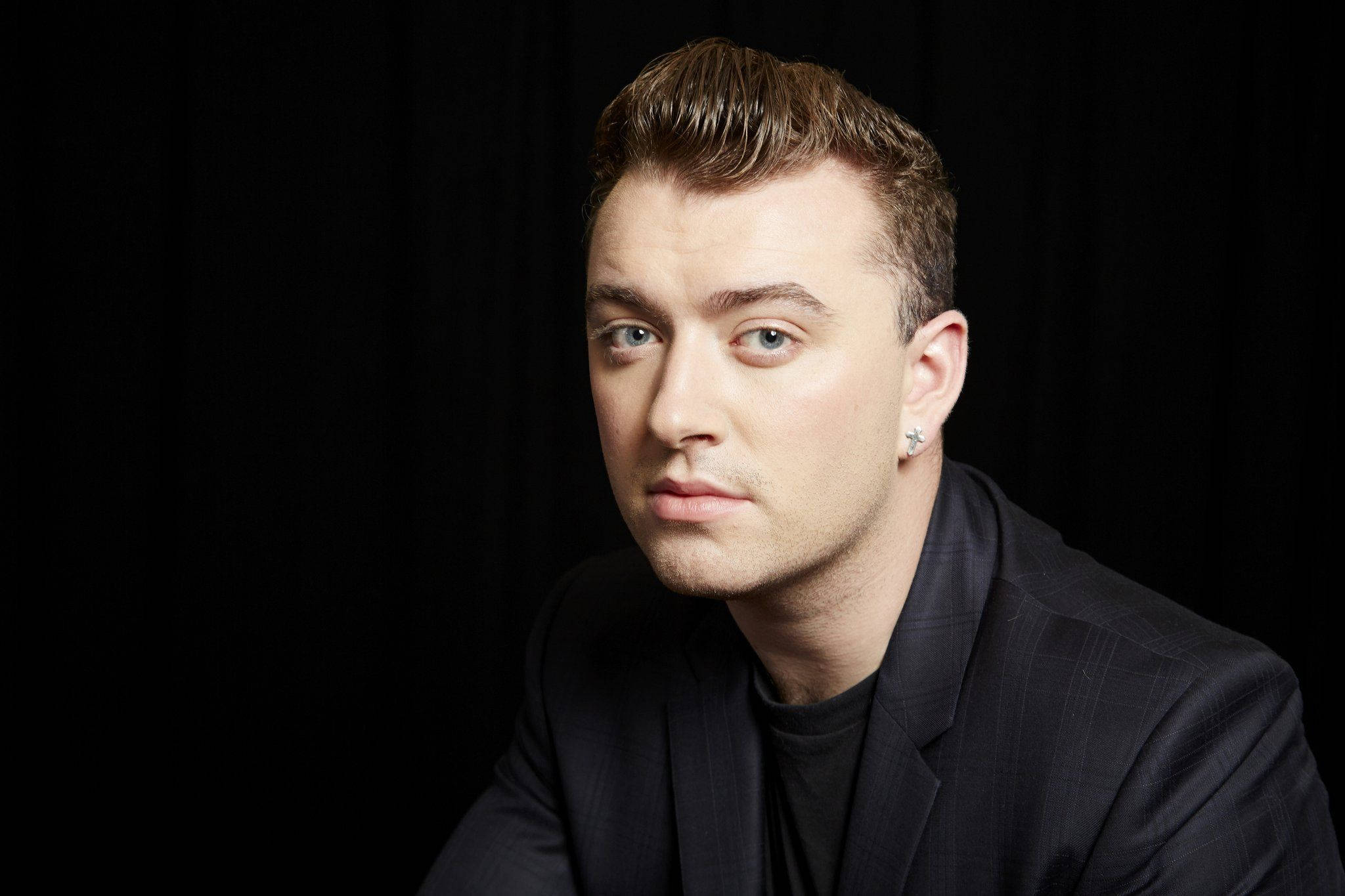 Sam Smith, styled hair, star earring, Full HD Desktop Wallpaper