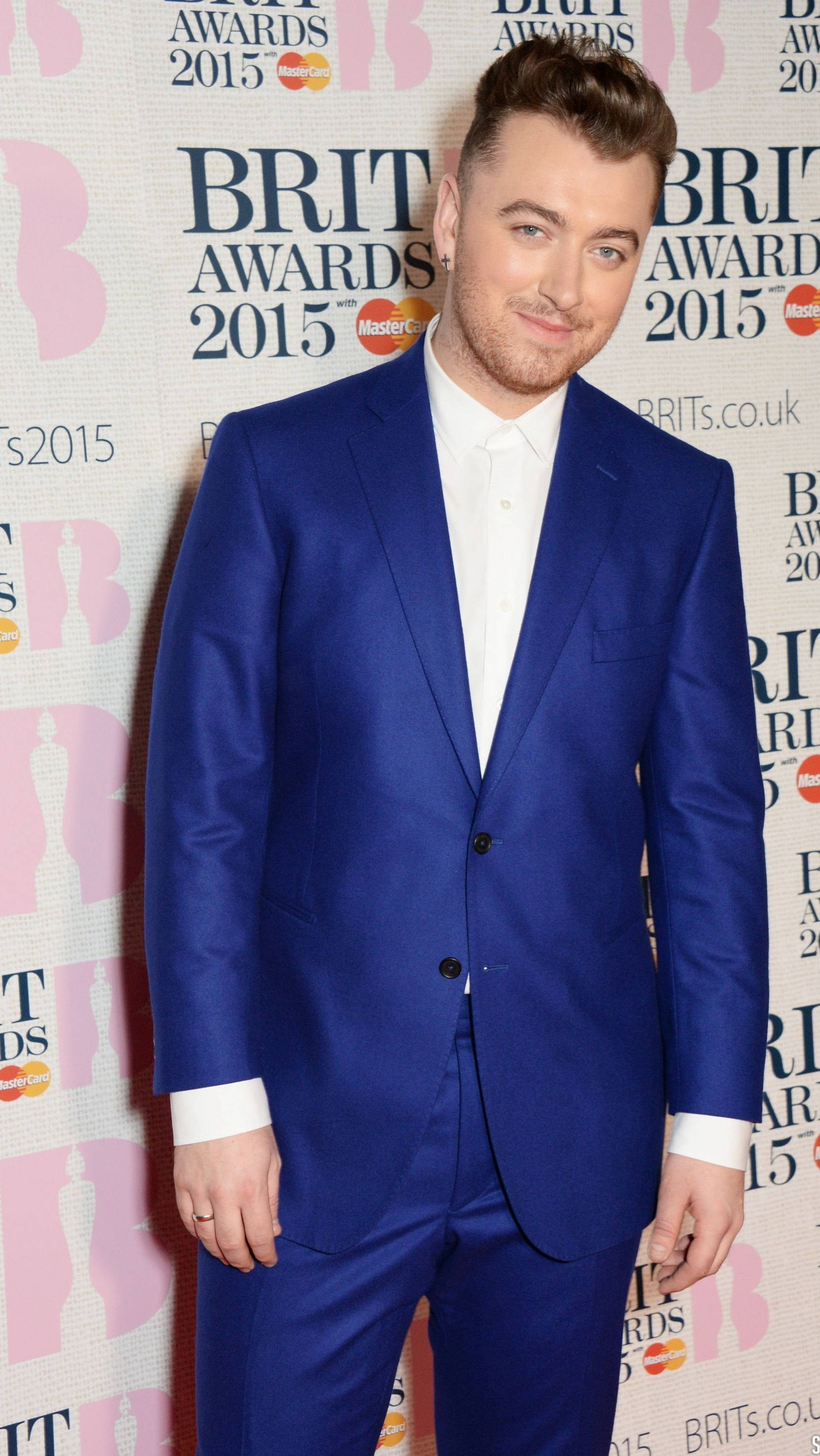 Sam Smith, blue suit, 2015 BRIT Awards, 2K Phone Wallpaper