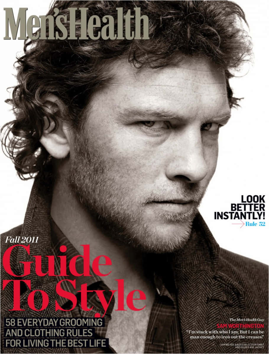 Sam Worthington, black and white, magazine cover, SD Phone Wallpaper