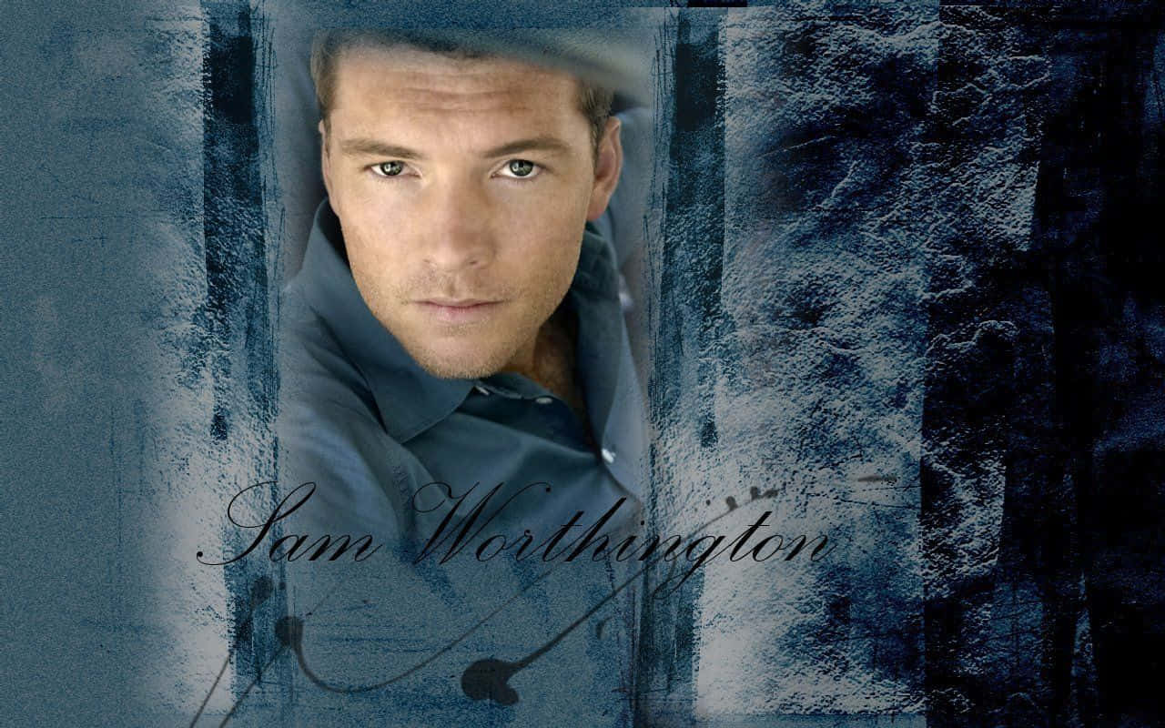 Sam Worthington, smoky themed, textured blue abstract frame, HD Desktop Wallpaper