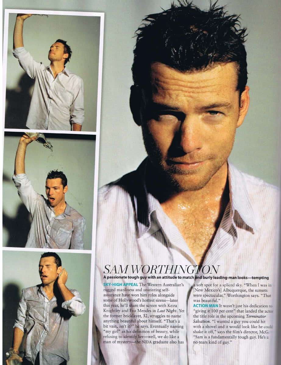 Sam Worthington, studio shoot, dramatic lighting, SD Phone Wallpaper