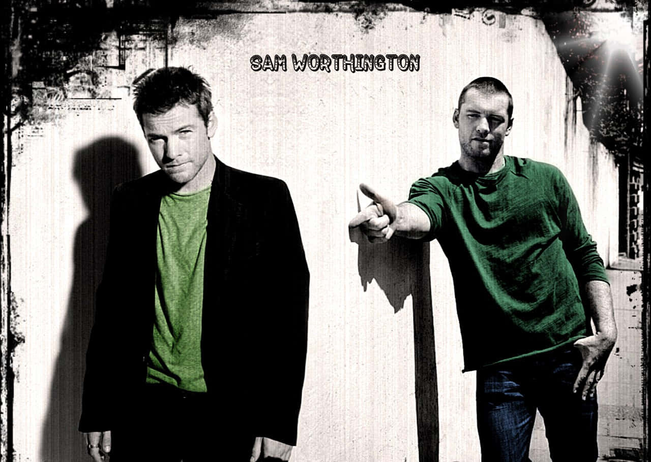 Sam Worthington, green shirt, black jacket, HD Desktop Wallpaper