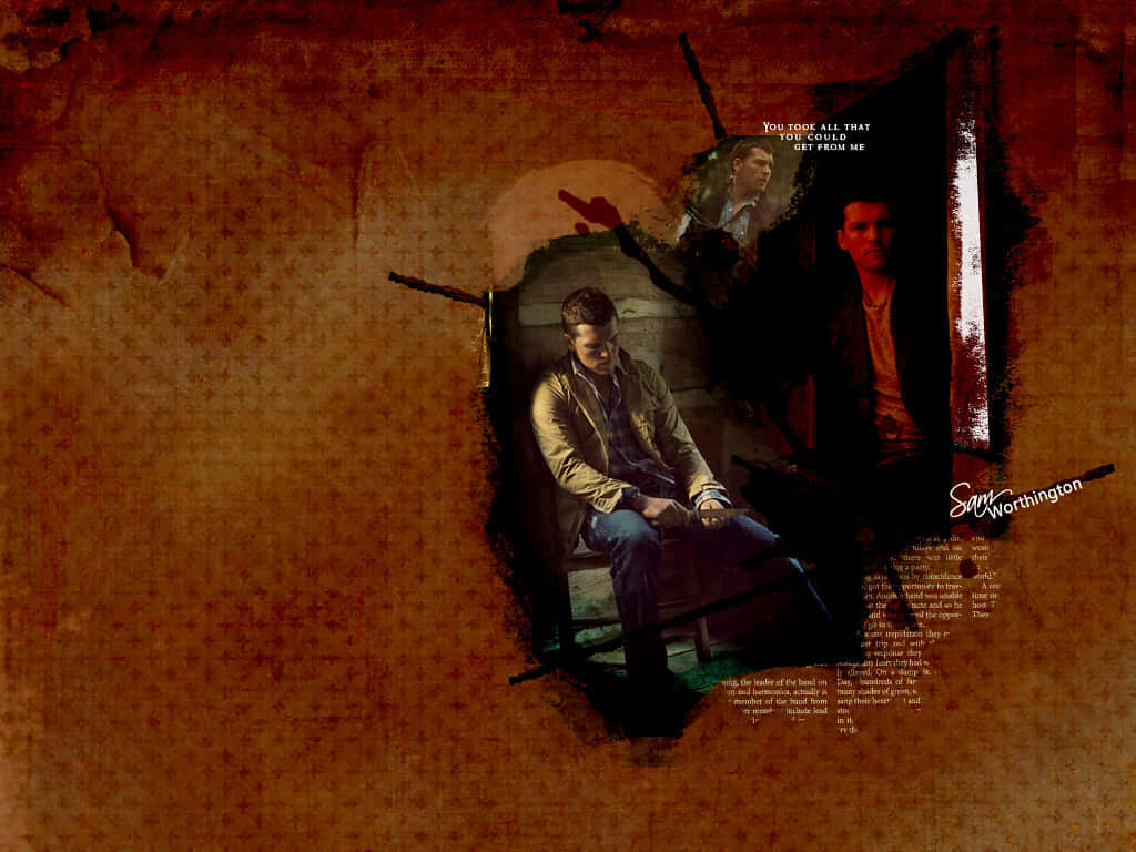 Sam Worthington, character poster, text overlays, SD Desktop Wallpaper