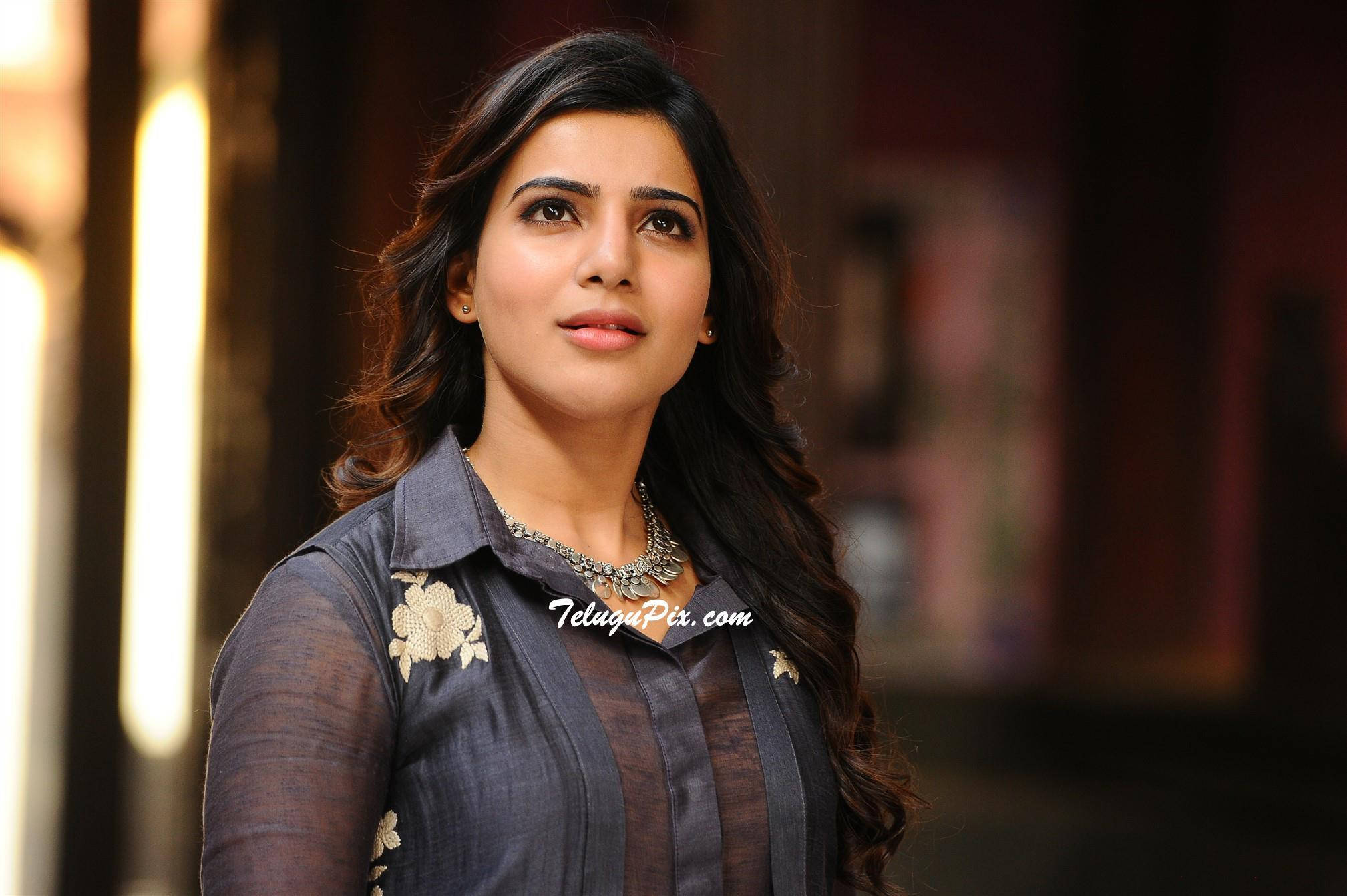 Samantha, dark grey embroidered blouse, silver necklace, Full HD Desktop Wallpaper